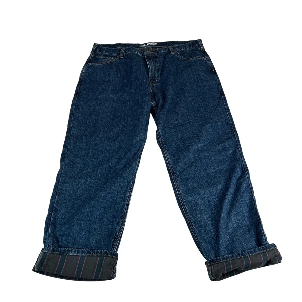 Carhartt BD4942-M Relaxed Fit Flannel Lined Jeans Mens 42x32 Dark Wash Blue NEW